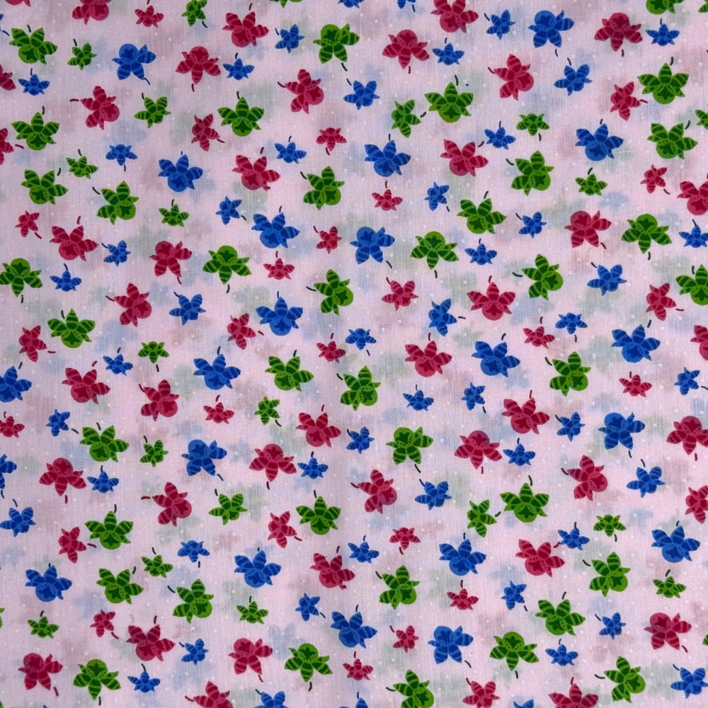 Golden D'Or Fabrics Pink Leaf Polka Dot Poly Cotton Fabric 44" x 8 yds Quilting